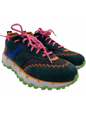 Etro Earthbeat Paisley Leather Suede Sneakers Multicolor Green Size EU 45 | 12